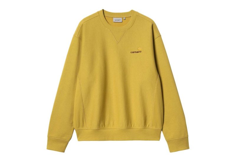 carhartt wip american script sweatshirt gelb i025475 29s xx 03 01