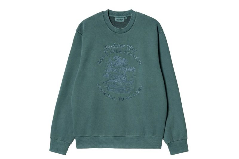 carhartt wip bayou sweatshirt gruen i031818 1d7 gd 03 01