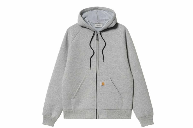 carhartt wip car lux hooded jacket grau i032935 0gk xx grey heather 1