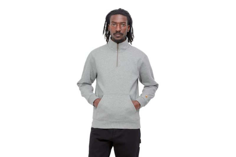 carhartt wip chase neck zip sweat grau i027038 00m xx 03 05