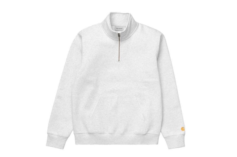 carhartt wip chase neck zip sweat hellgrau i027038 00j xx 03 01