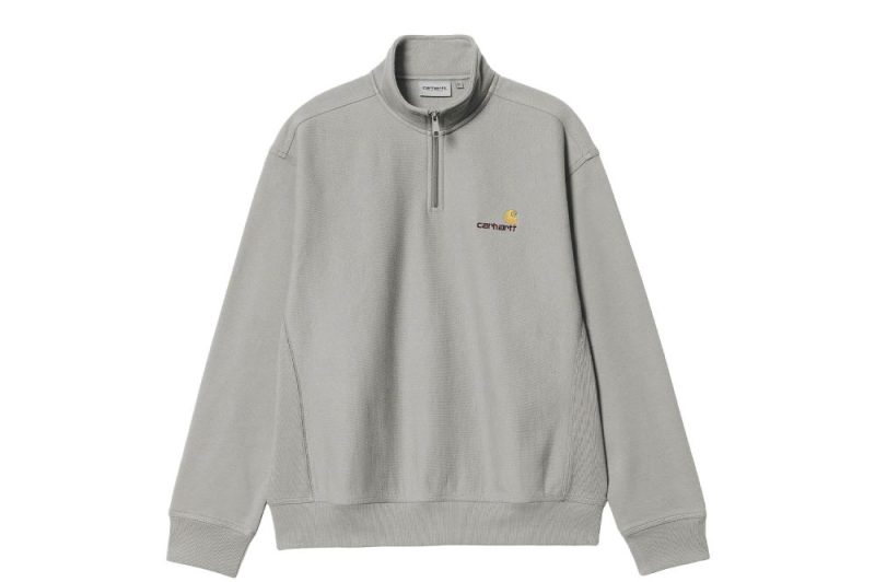 carhartt wip half zip american script sweat grau i027014 0wf xx 03 01