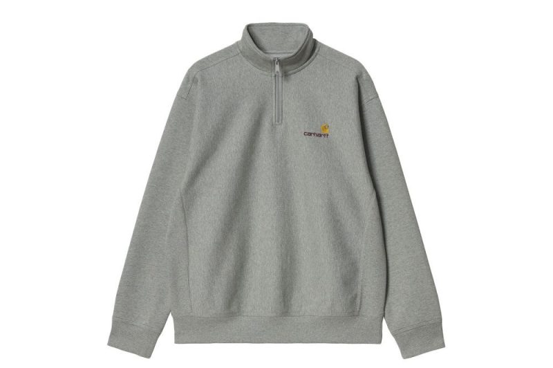 carhartt wip half zip american script sweat grau i027014 v6 xx 03 01