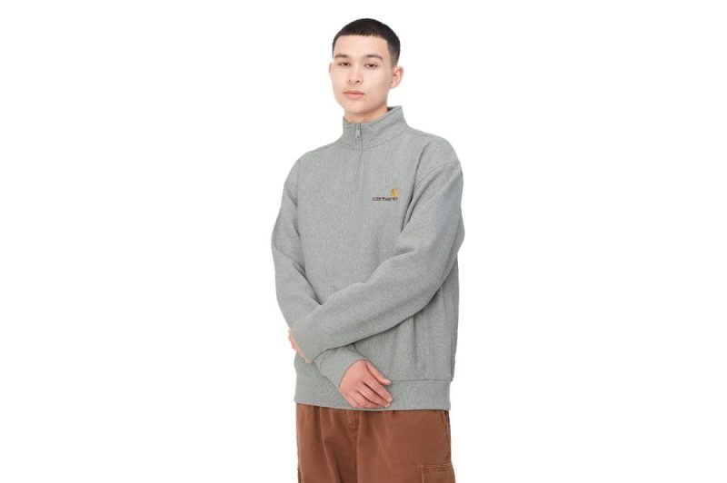 carhartt wip half zip american script sweat grau i027014 v6 xx 03 05