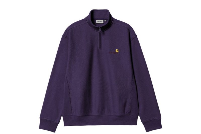 carhartt wip half zip american script sweat violett i027014 1n8 xx 03 01