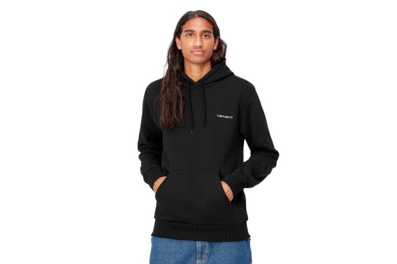 carhartt wip hooded american script sweat schwarz i031243 0d2 xx 03 black 3