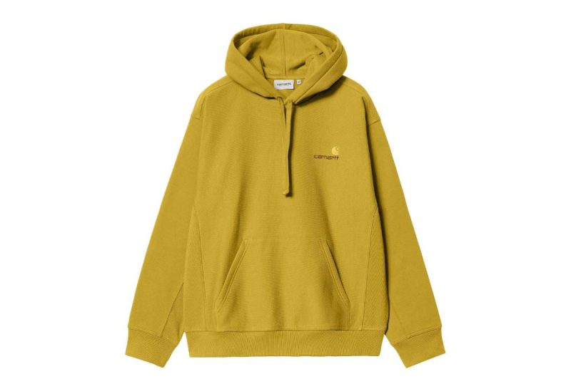 carhartt wip hooded american script sweatshirt gelb i028279 29s xx 03 01