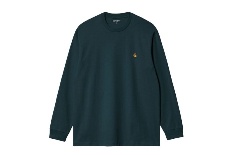 carhartt wip l s longsleeve chase t shirt duckblue i026392 2d0 xx 03 01