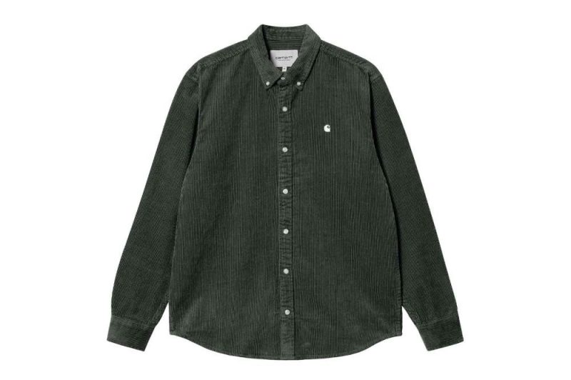 carhartt wip l s madison cord shirt gruen i029958 0ya xx 03 1