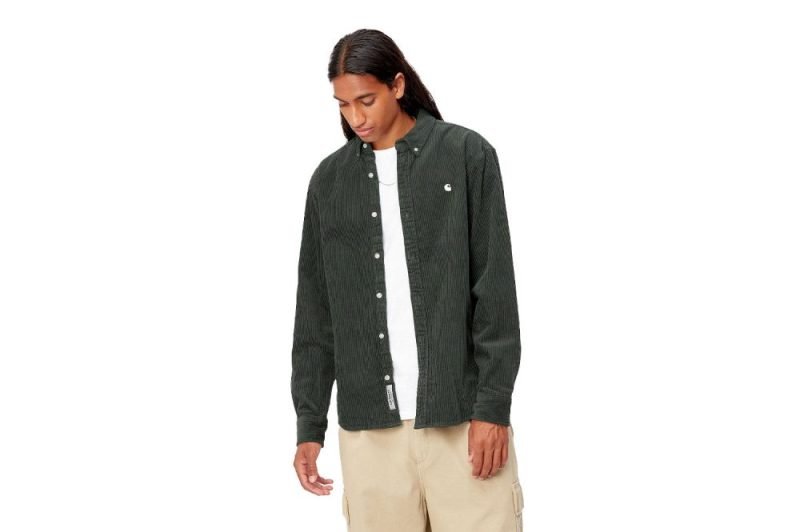 carhartt wip l s madison cord shirt gruen i029958 0ya xx 03 3