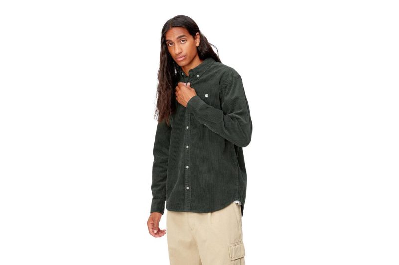 carhartt wip l s madison cord shirt gruen i029958 0ya xx 03 5