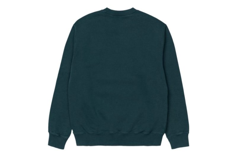 carhartt wip mosby script sweat deep lagoon i028585 0au 00 03 01