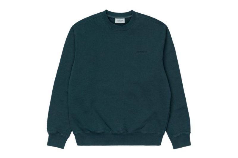 carhartt wip mosby script sweat deep lagoon i028585 0au 00 03