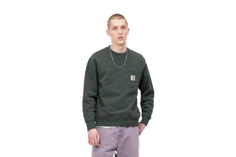 carhartt wip pocket sweatshirt gruen i027681 0nv xx 03 03