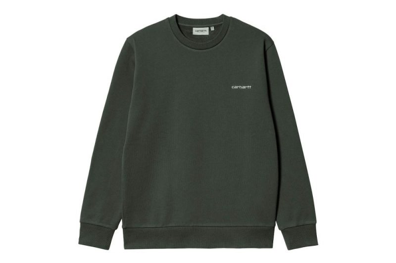 carhartt wip script embroidery sweat i031242 12g xx 03 boxwood 1