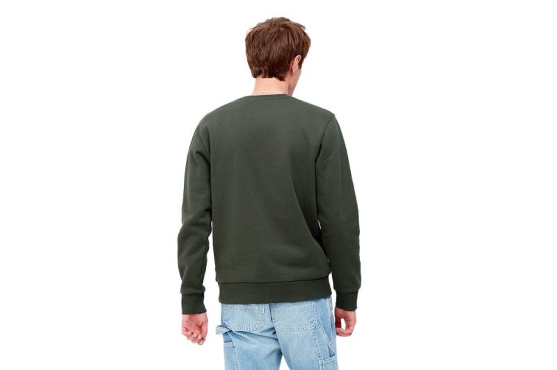 carhartt wip script embroidery sweat i031242 12g xx 03 boxwood 4