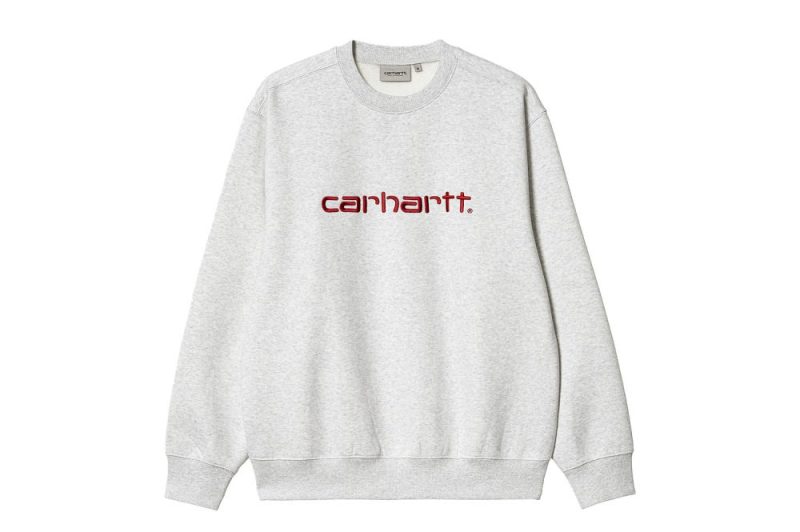 carhartt wip sweat grau rot i030229 10g xx 03 01