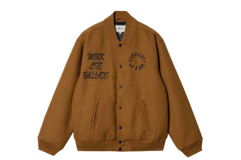 carhartt wip work varsity bomber braun i032435 1nf xx 03 deep h brown 1