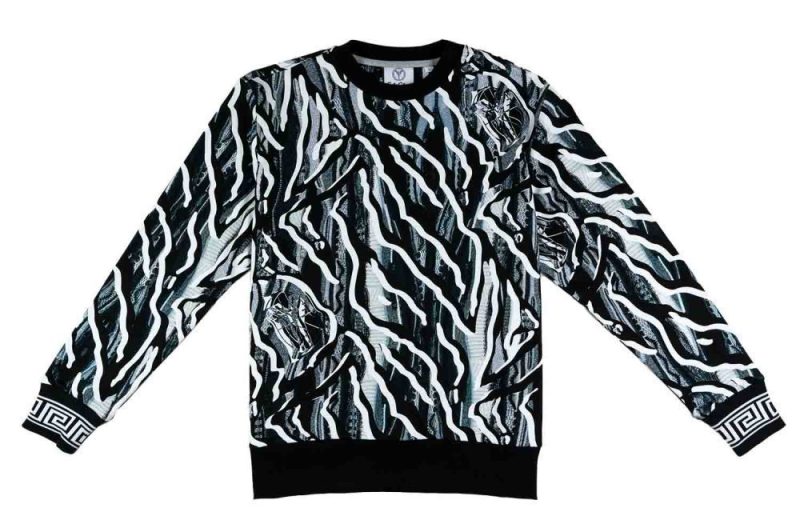 carlo colucci alloverprint sweatshirt schwarz weiss c5058 202 01