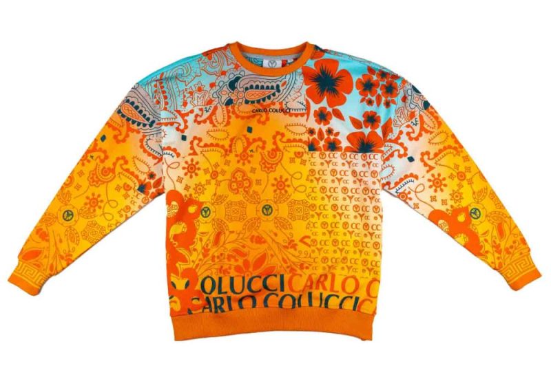 carlo colucci bandana oversize sweatshirt orange c5060 191 01