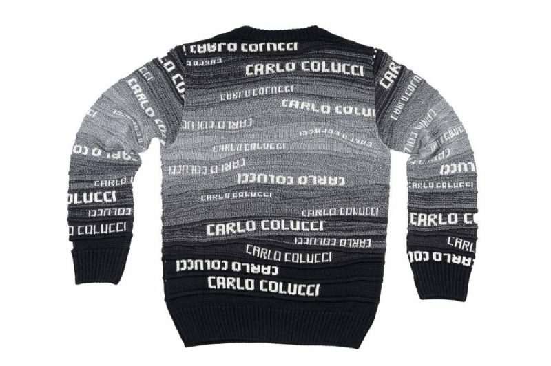 carlo colucci carlo pullover script schwarz weiss c9812 201 1