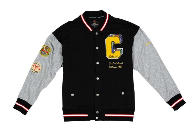 carlo colucci college jacket schwarz c6723 201 01