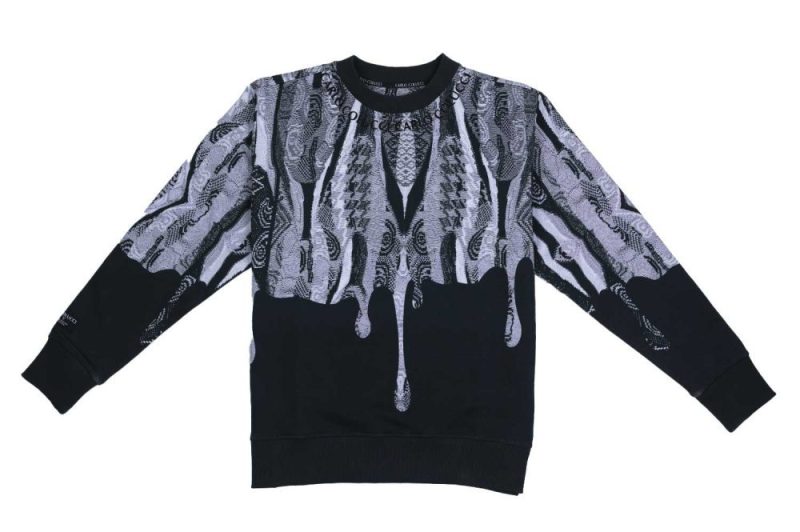 carlo colucci crewneck dripprint schwarz weiss c4918 201 01