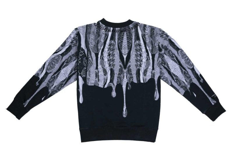 carlo colucci crewneck dripprint schwarz weiss c4918 201 02