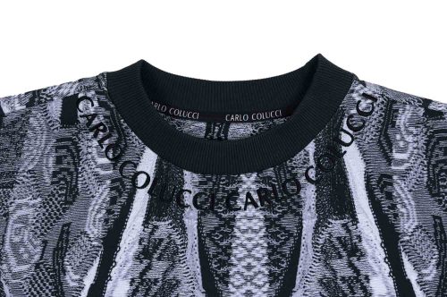 carlo colucci crewneck dripprint schwarz weiss c4918 201 03