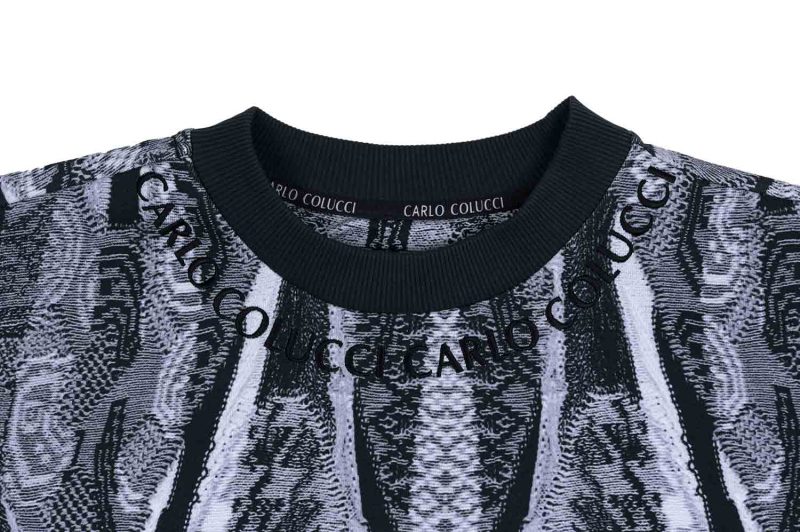 carlo colucci crewneck dripprint schwarz weiss c4918 201 03