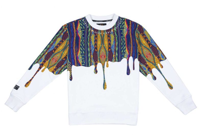 carlo colucci crewneck dripprint weiss c4918 291 01