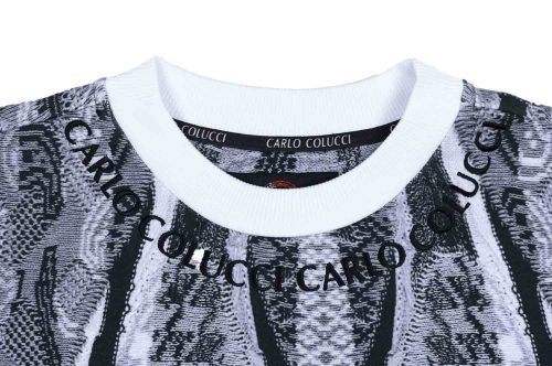 carlo colucci crewneck dripprint weiss schwarz c4918 292 03