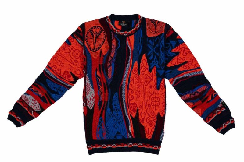 carlo colucci jacquard pullover rot blau c10910 102 01