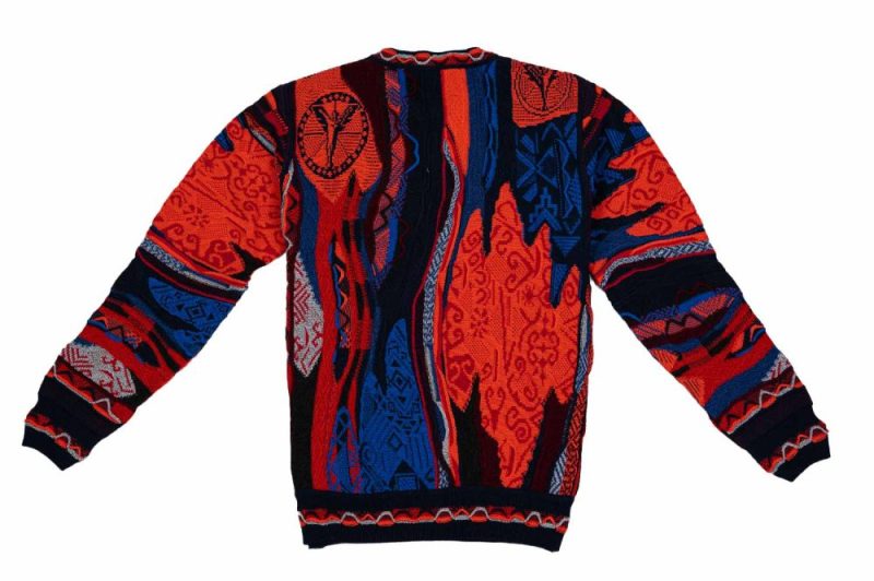 carlo colucci jacquard pullover rot blau c10910 102 02