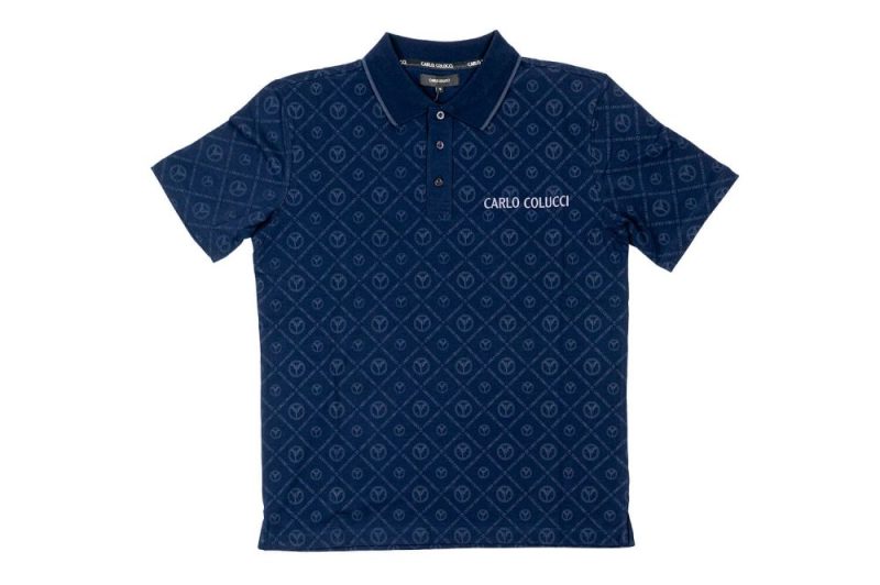 carlo colucci poloshirt blau c3047 101