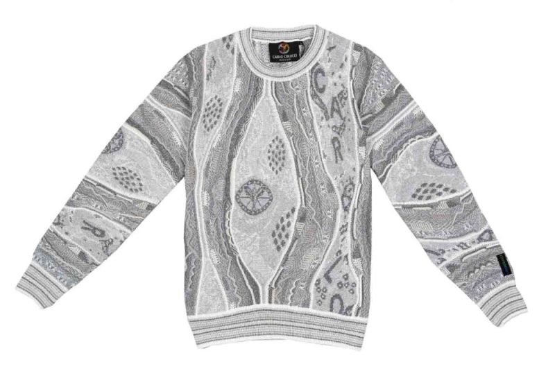 carlo colucci pullover weiss grau c11011 591 01