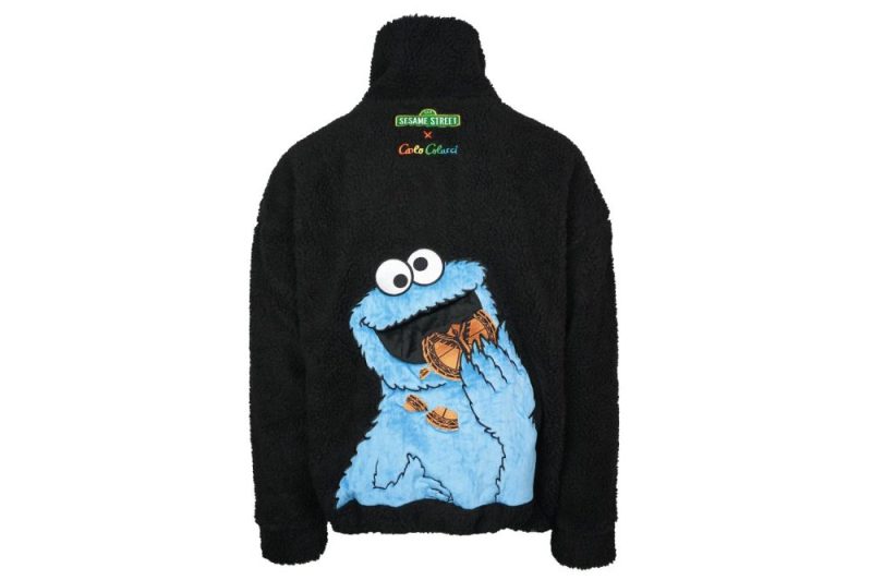 carlo colucci sesame street kruemelmonster oversize teddy jacke schwarz c5611 20 7