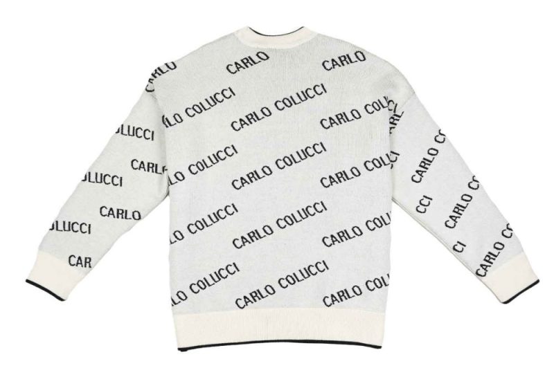 carlo colucci sweater strick recycled cotton weiss c6617 293 3