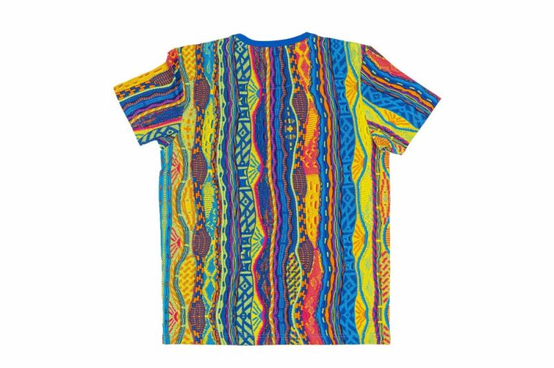 carlo colucci t shirt knit print blau gelb grun 01