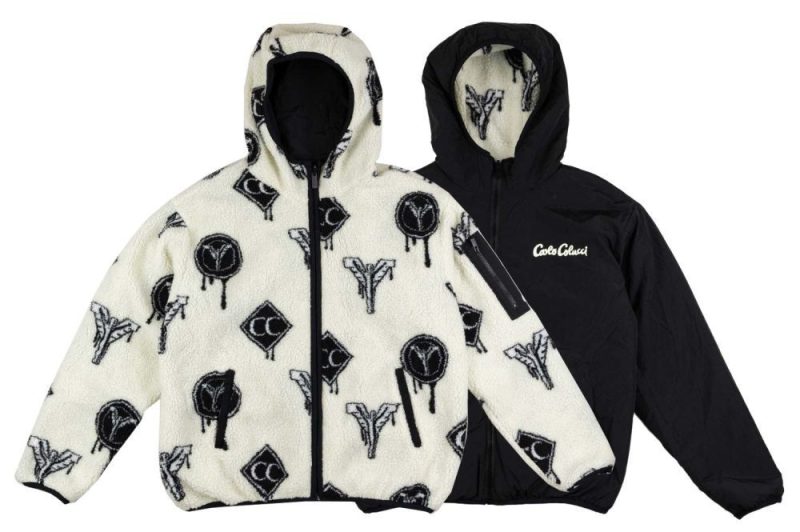 carlo colucci teddy fleece reversible jacket weiss schwarz c7725 201 1