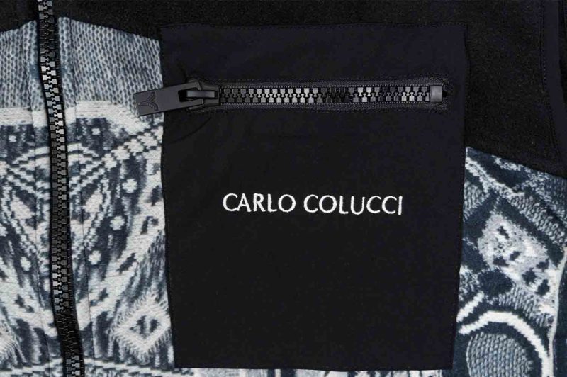 carlo colucci weste polartec fleece schwarz fotoprint c6028 201 2