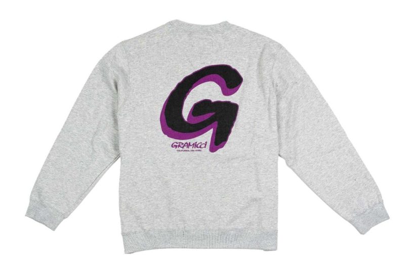 gramicci big g logo sweat grau g2fu j068 ash heather 1