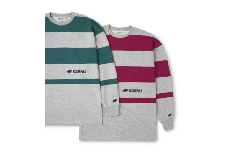 karhu uni stripe sweatshirt grau gruen ka00158 6071 04