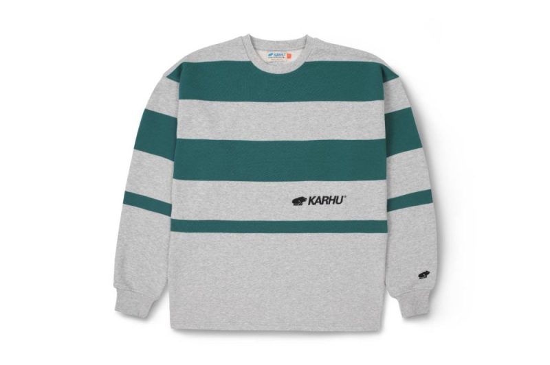 karhu uni stripe sweatshirt grau gruen ka00158 6071