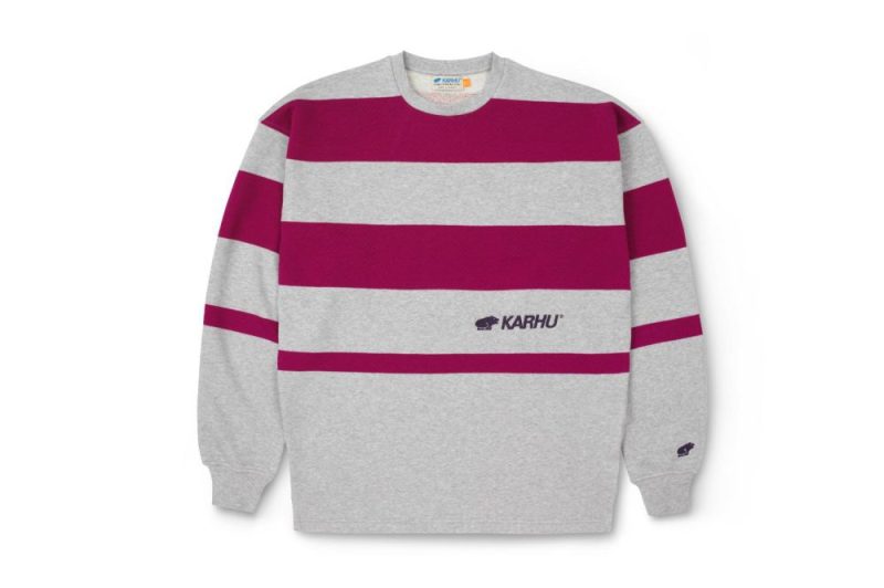 karhu uni stripe sweatshirt grau rot ka00158 60rh