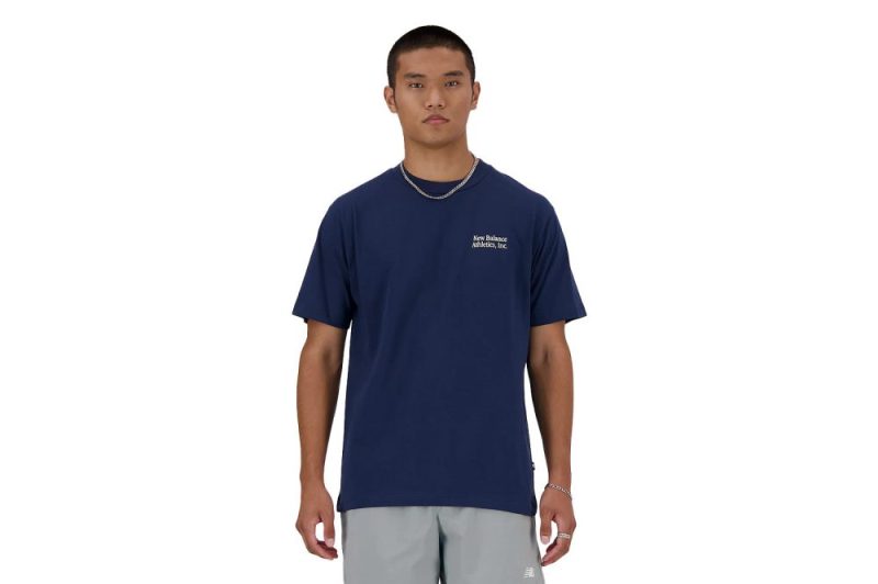 new balance athletics flocked t shirt navy mt41588nny 1