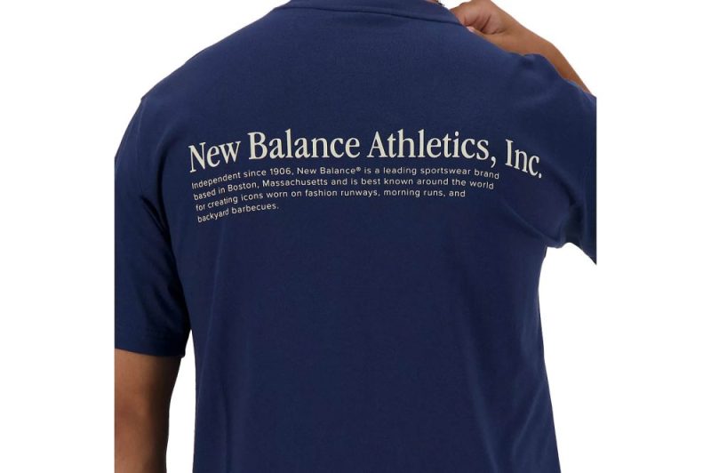 new balance athletics flocked t shirt navy mt41588nny 3