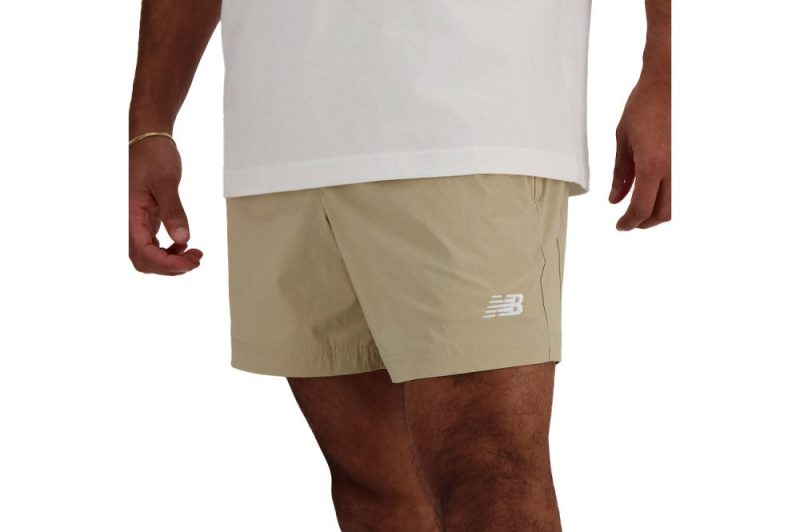 new balance athletics stretch woven short 5 beige ms41517sot 1