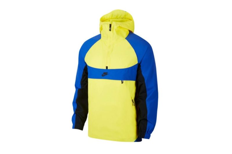 nike sportswear hooded woven jacket blau gelb bv5385 740