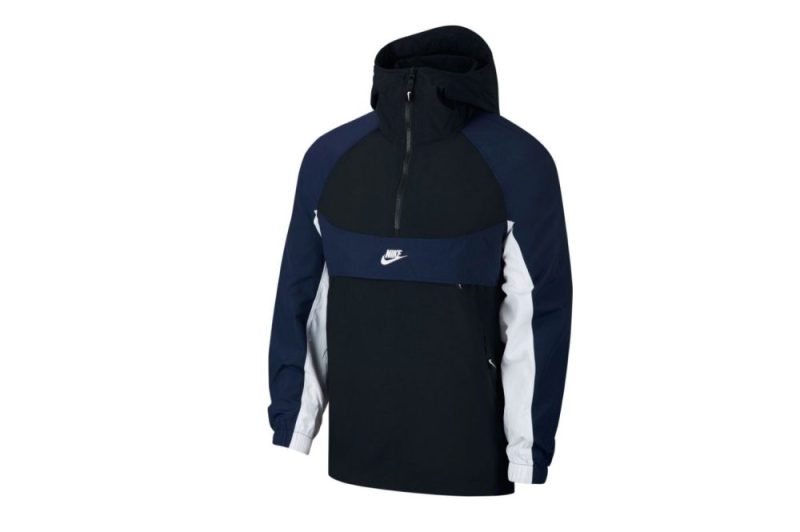 nike sportswear hooded woven jacket schwarz blau bv5385 010